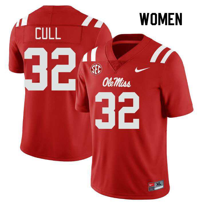 Women #32 Nick Cull Ole Miss Rebels College Football Jerseys Stitched Sale-Red
